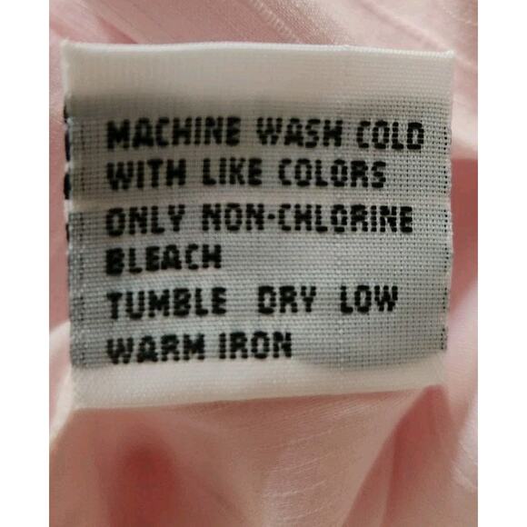 Talbots Top Womens 14 Petite Pink Imprinted Stripes Button Up Long Sleeve NWT - Picture 9 of 10